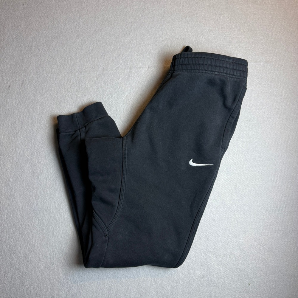 Nike Mens Fleece Joggers Black Tapered Sweatpants Swoosh Logo Size Small - Picture 1 of 6